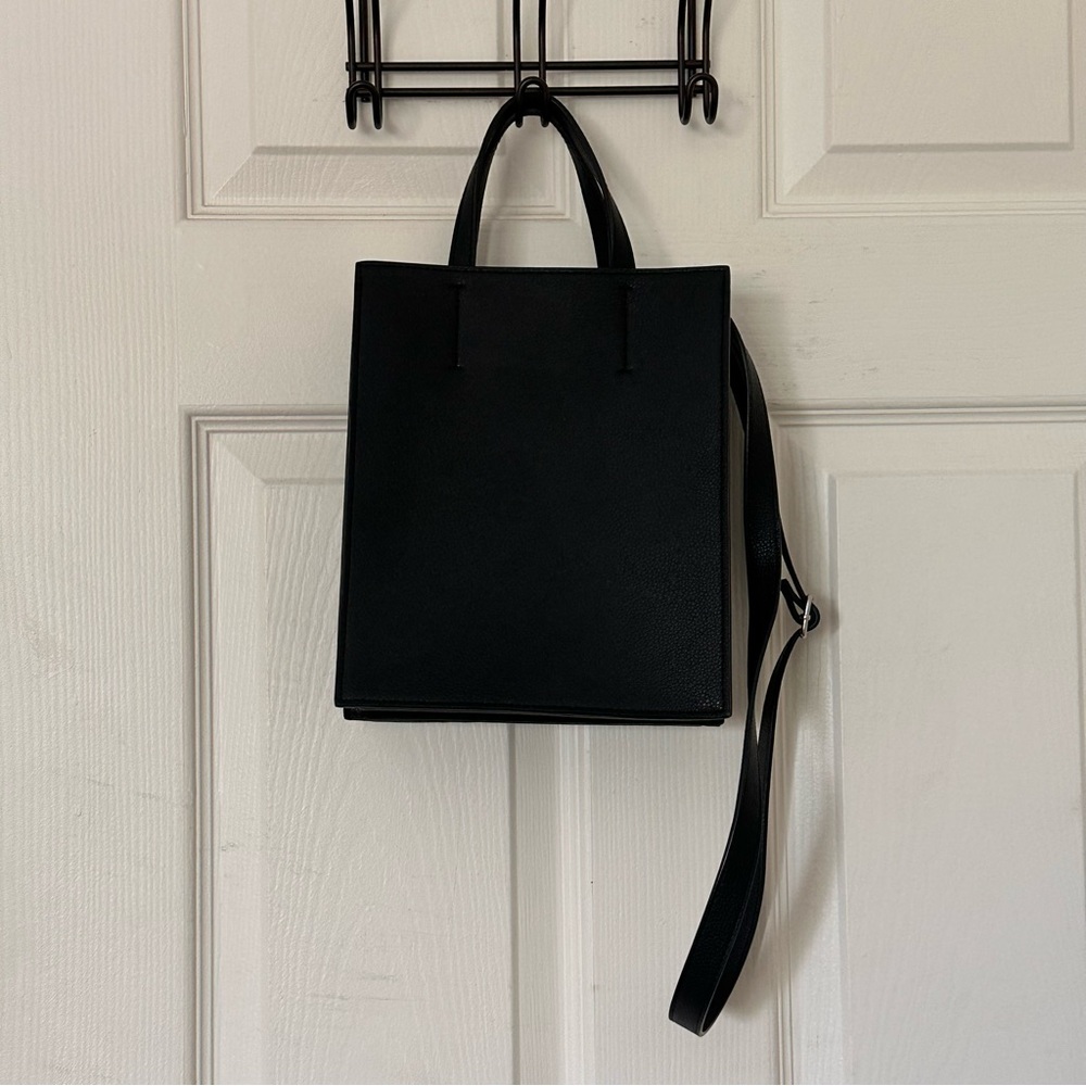 Uniqlo rectangular crossbody mini tote faux leather black
